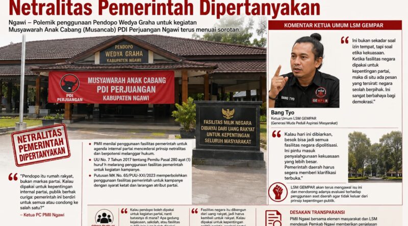 ‎Pendopo Wedya Graha Dipakai Musancab PDI-P, Netralitas Pemerintah Dipertanyakan