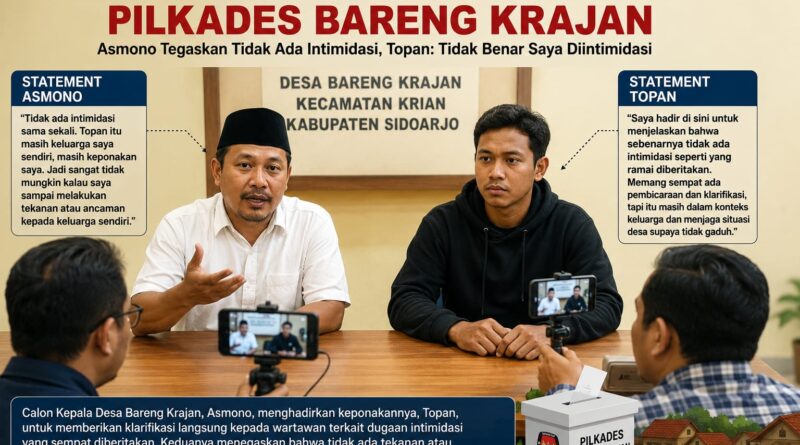 Klarifikasi Dugaan Intimidasi Pilkades Bareng Krajan, Asmono Tegaskan Tidak Pernah Ada Tekanan terhadap Topan