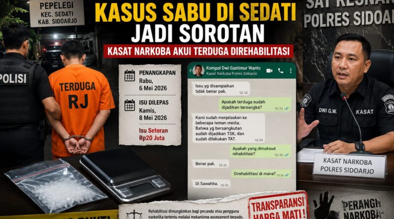 Dugaan Tangkap Lepas Kasus Sabu di Sedati Jadi Sorotan, Kasat Narkoba Akui Terduga Direhabilitasi