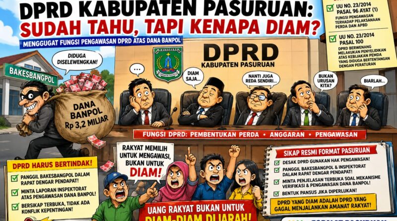 UANG RAKYAT DIDUGA DISELEWENGKAN. DPRD KABUPATEN PASURUAN: SUDAH TAHU, TAPI KENAPA DIAM?