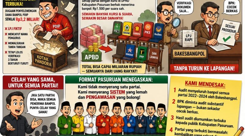 BUKAN HANYA PDIP. AUDIT SEMUA BANPOL SEMUA PARTAI DI KABUPATEN PASURUAN!