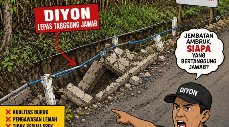 Diduga Lepas Tanggung Jawab, BOK/Jembatan Rusak di Proyek Rabat Beton CV Berkah Karya Belum Juga Diperbaiki