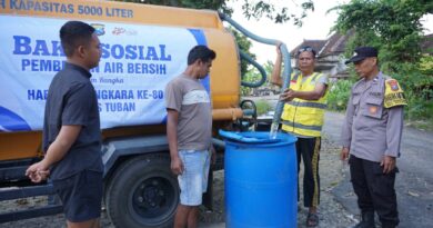 Polres Tuban Gelar Baksos Sambut Hari Bhayangkara ke 80, Droping 40 Ribu Liter Air Bersih di 3 Desa