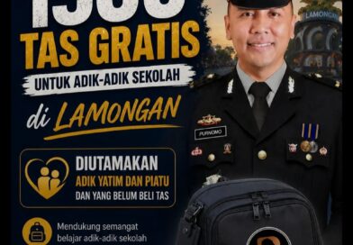 Ipda Purnomo “Polisi Baik” Siapkan 1.500 Tas Sekolah Gratis untuk Pelajar di Kabupaten Lamongan