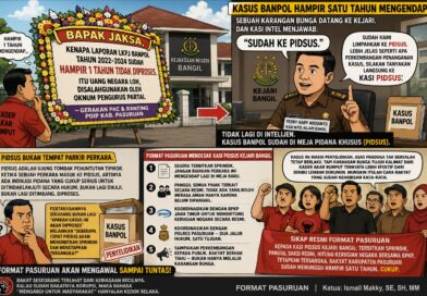 KASUS BANPOL HAMPIR SATU TAHUN MENGENDAP. SEBUAH KARANGAN BUNGA DATANG KE KEJARI.