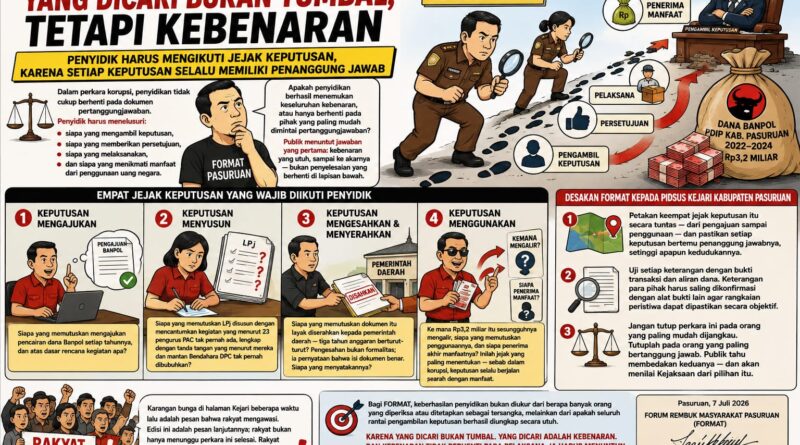 JANGAN CARI TUMBAL, IKUTI JEJAK KEPUTUSAN: SETIAP KEPUTUSAN SELALU PUNYA PENANGGUNG JAWAB.