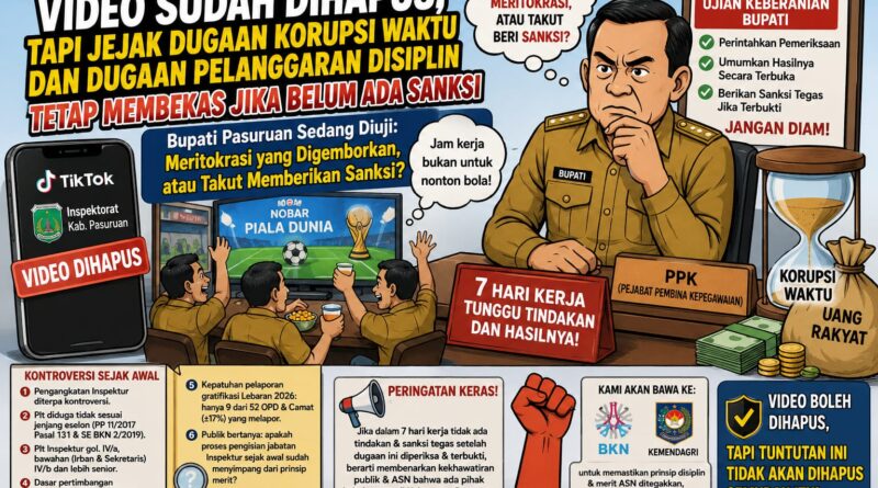 MENGHAPUS VIDEO TIDAK MENGHAPUS KEWAJIBAN MEMERIKSA: MERITOKRASI BUPATI PASURUAN SEDANG DIUJI.