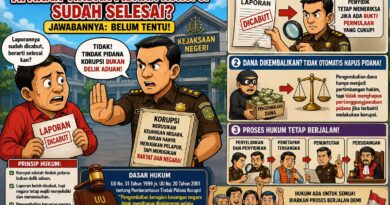 LAPORAN DICABUT, DANA DIKEMBALIKAN APAKAH KORUPSI SUDAH SELESAI? JAWABANNYA: BELUM TENTU. KORUPSI BUKAN DELIK ADUAN.