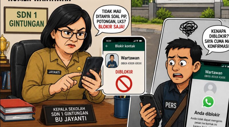 Sikap Tidak Komentratif Kepsek SDN 1 Gintungan Diduga Blokir Nomor Wartawan Saat Dimintai Klarifikasi Dugaan Potongan PIP