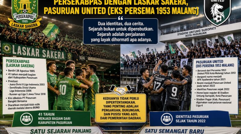 DUA KLUB, DUA SEJARAH: PERSEKABPAS DENGAN LASKAR SAKERA, PASURUAN UNITED (EKS PERSEMA 1953 MALANG)