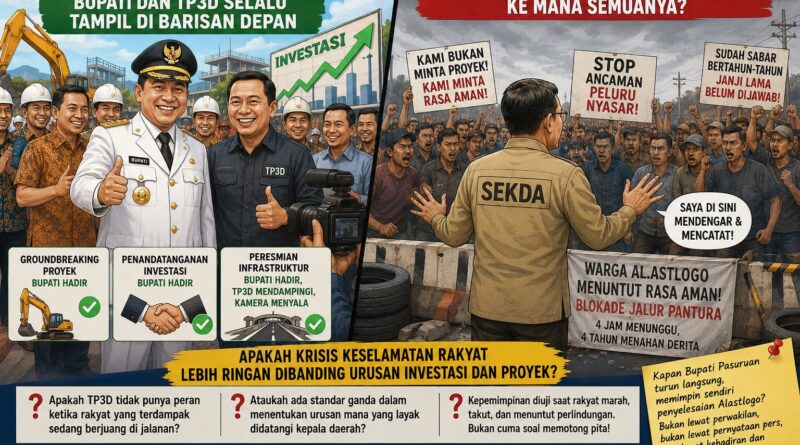 SAAT INVESTASI DAN PROYEK JADI PANGGUNG, BUPATI DAN TP3D SELALU TERDEPAN. SAAT RAKYAT ALASTLOGO BERJUANG DEMI KESELAMATAN, KE MANA SEMUANYA?