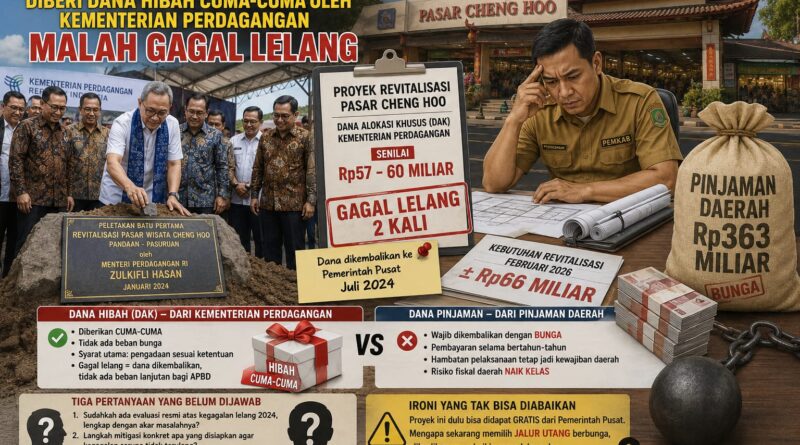 Publik berhak mengetahui apa yang berubah dari kegagalan lelang 2024 hingga proyek yang sama kini masuk dalam skema Pinjaman Daerah Rp363 miliar.