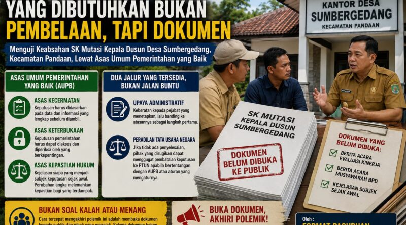 Jangan Minta Publik Percaya Tanpa Bukti: Buka Dokumen Mutasi Sumbergedang!