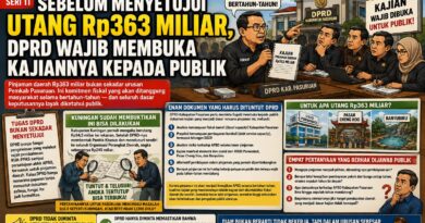 SEBELUM MENYETUJUI UTANG Rp363 MILIAR, DPRD WAJIB MEMBUKA KAJIANNYA KEPADA PUBLIK
