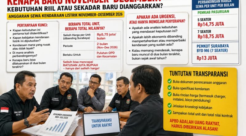 KENAPA BARU NOVEMBER–DESEMBER? KEBUTUHAN RIIL ATAU SEKADAR BARU DIANGGARKAN?