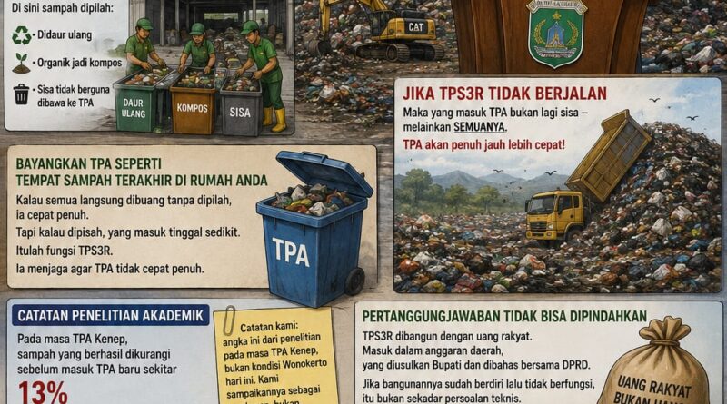 KONTROVERSI TPA WONOKERTO Bupati Menyebut TPS3R Terkendala. Padahal Itulah Penyelamat TPA Kita.