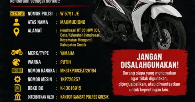 STNK Yamaha W 5791 JE Dilaporkan Hilang, Polres Gresik Nyatakan Kendaraan Tak Tercatat dalam DPB