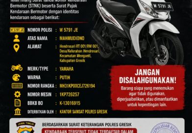 STNK Yamaha W 5791 JE Dilaporkan Hilang, Polres Gresik Nyatakan Kendaraan Tak Tercatat dalam DPB