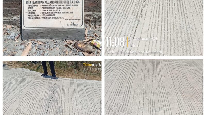 Dalam Hitungan Hari, Rabat Beton Baru Selesai Dibangun Sudah Pecah