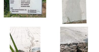 Diduga Di Pihak Ketigakan Jalan Rabat Beton Di Desa Brambang Sudah Pecah Terbelah Beberapa Bagian