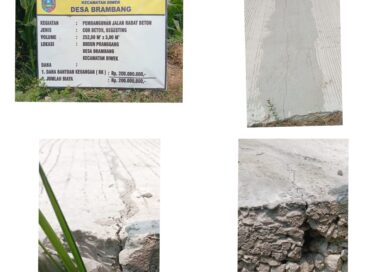 Diduga Di Pihak Ketigakan Jalan Rabat Beton Di Desa Brambang Sudah Pecah Terbelah Beberapa Bagian