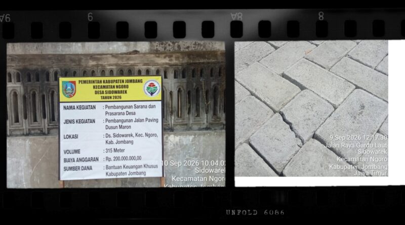 Rp200 Juta Jalan Paving Sidowarek Disorot, Mutu dan RAB Dipertanyakan